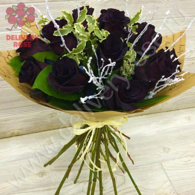Букет из 15 черных роз