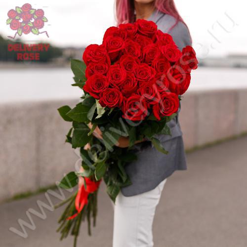25 длинных роз 120 см 